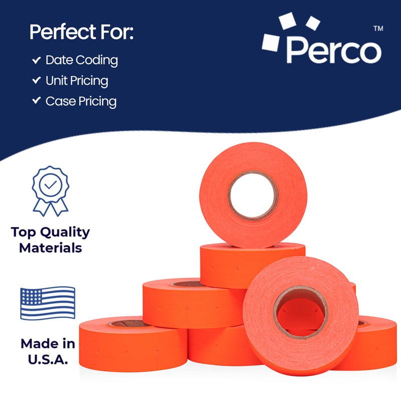 Perco 2 Line Fluorescent Red Labels - 32 Rolls, 4 Sleeves, 24,000 Blank Price and Date Gun Labels for Perco 2 Line Price and Date Guns - Made in USA - Image 4